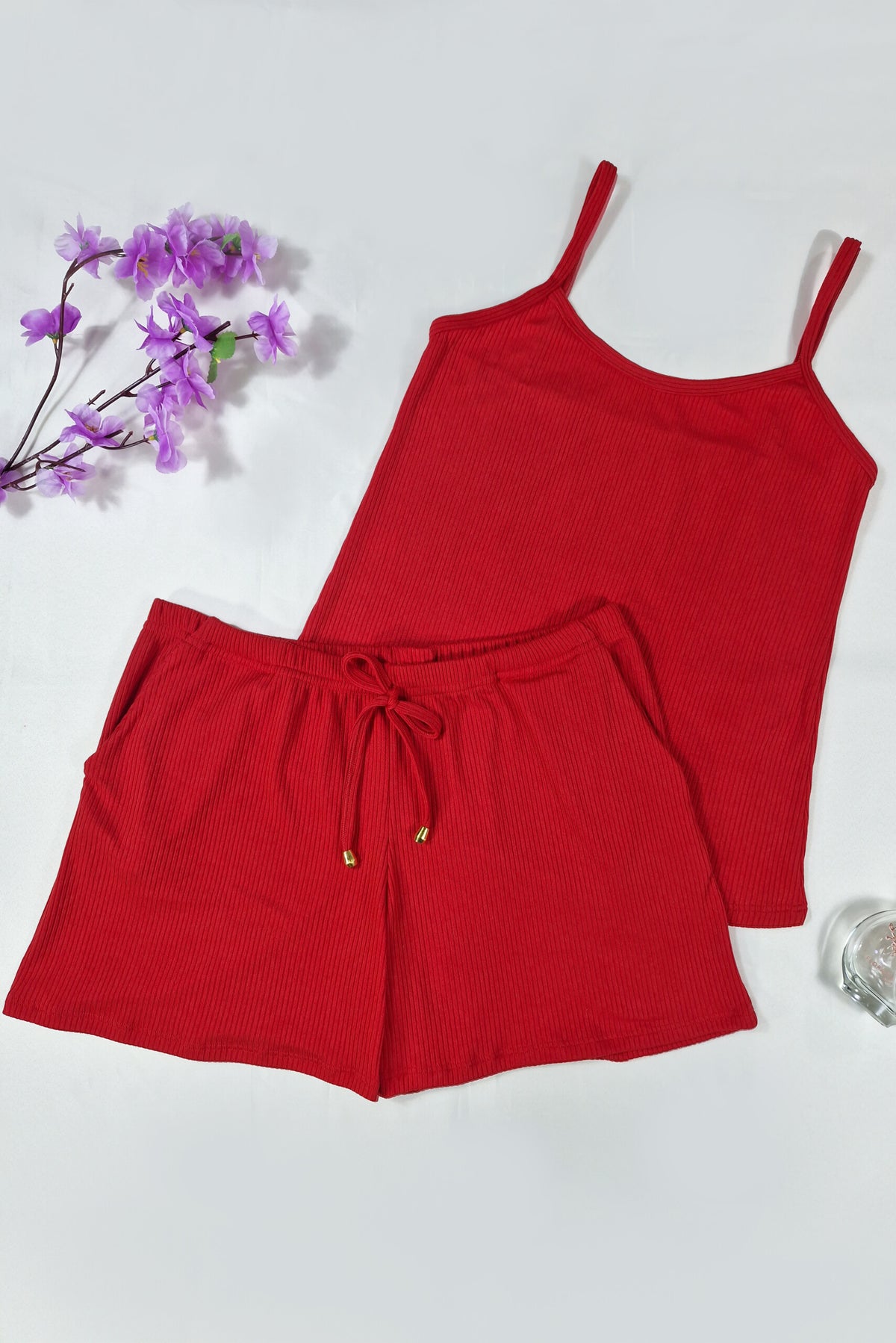 Short Doll Canelado com Bolso em azul-Marinho – Doce Malícia