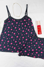 Short Doll em Suede Canelado Estampado em azul-Marinho – Doce Malícia