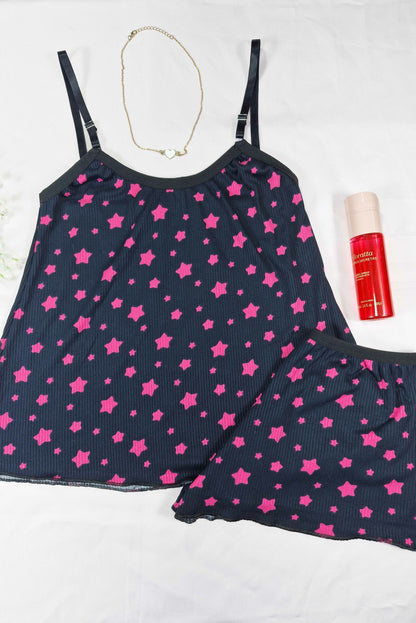 Short Doll em Suede Canelado Estampado em azul-Marinho – Doce Malícia