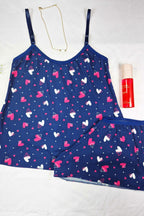 Short Doll em Suede Canelado Estampado em azul-Marinho – Doce Malícia