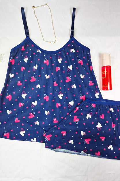 Short Doll em Suede Canelado Estampado em azul-Marinho – Doce Malícia