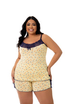 Short Doll em Liganete Estampado em amarelo – Doce Malícia