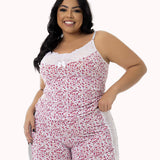 Short Doll em Liganete Estampado com Renda Plus Size – Doce Malícia