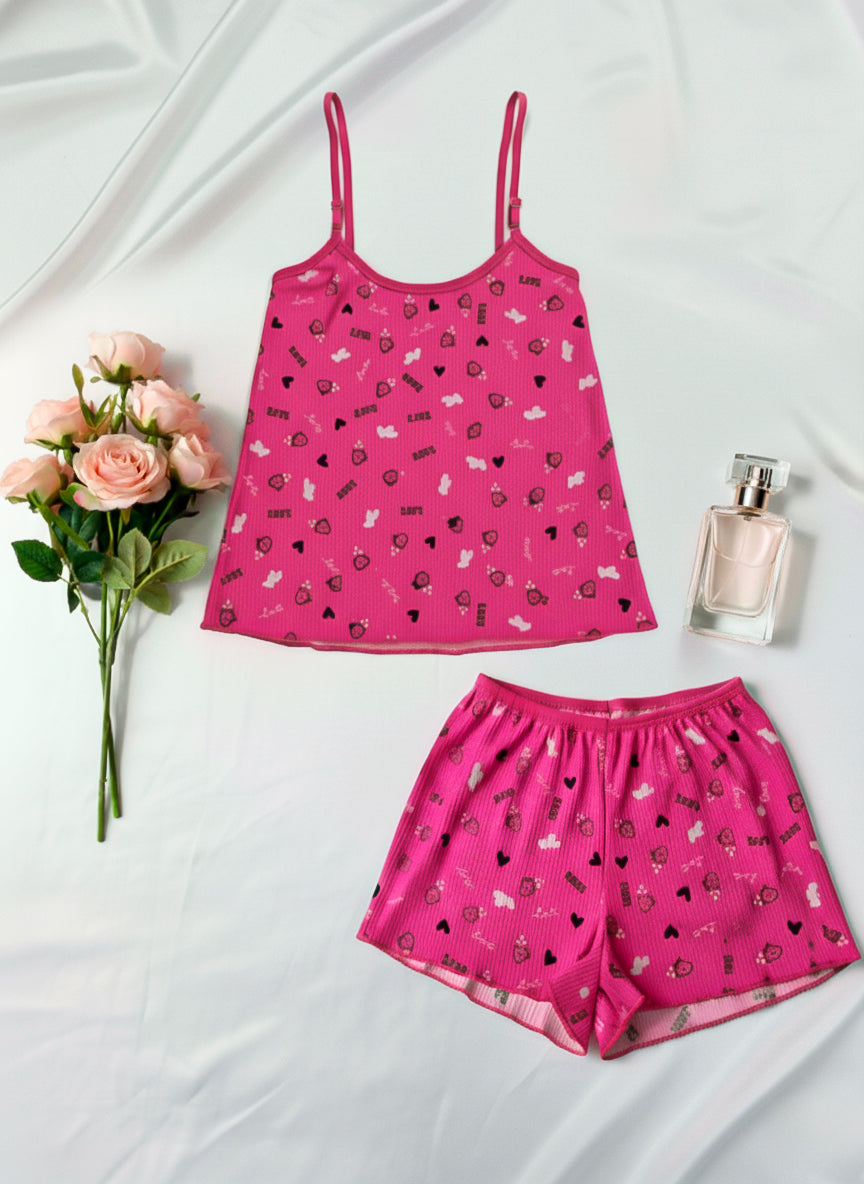 Short Doll em Suede Canelado Estampado em azul-Marinho – Doce Malícia