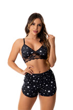 Short Doll Estampado Top com Renda em Branco – Doce Malícia