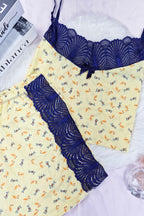 Short Doll em Liganete Estampado em amarelo – Doce Malícia