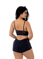 Short Doll Estampado com Renda em azul-Marinho – Doce Malícia