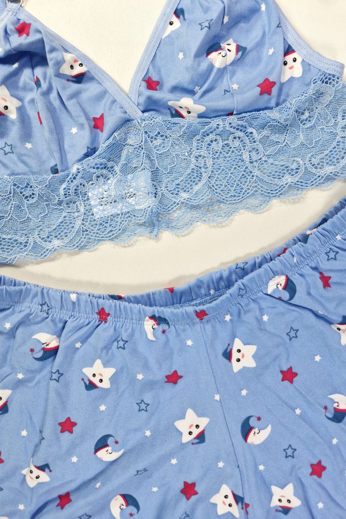 Short Doll Estampado Top com Renda em Branco – Doce Malícia