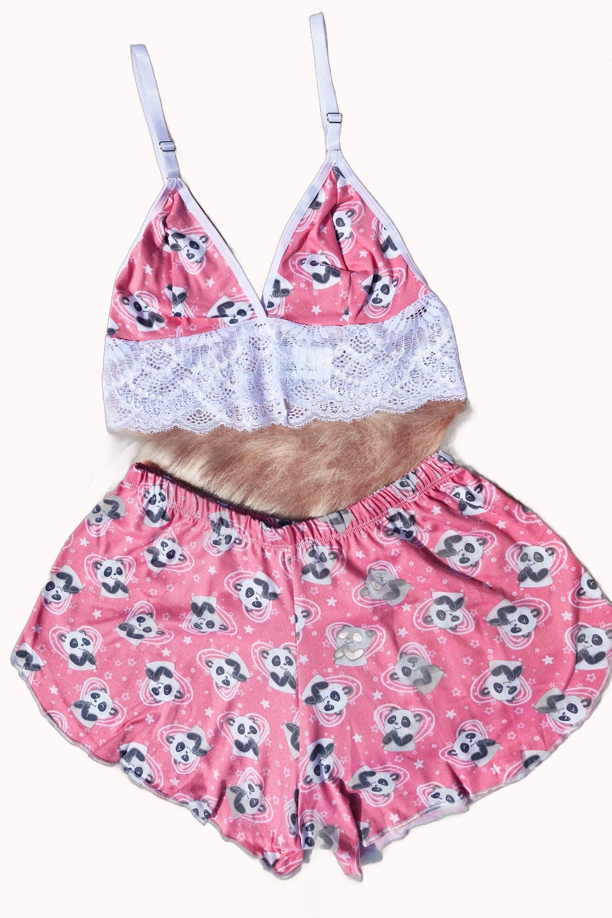 Short Doll Estampado Top com Renda