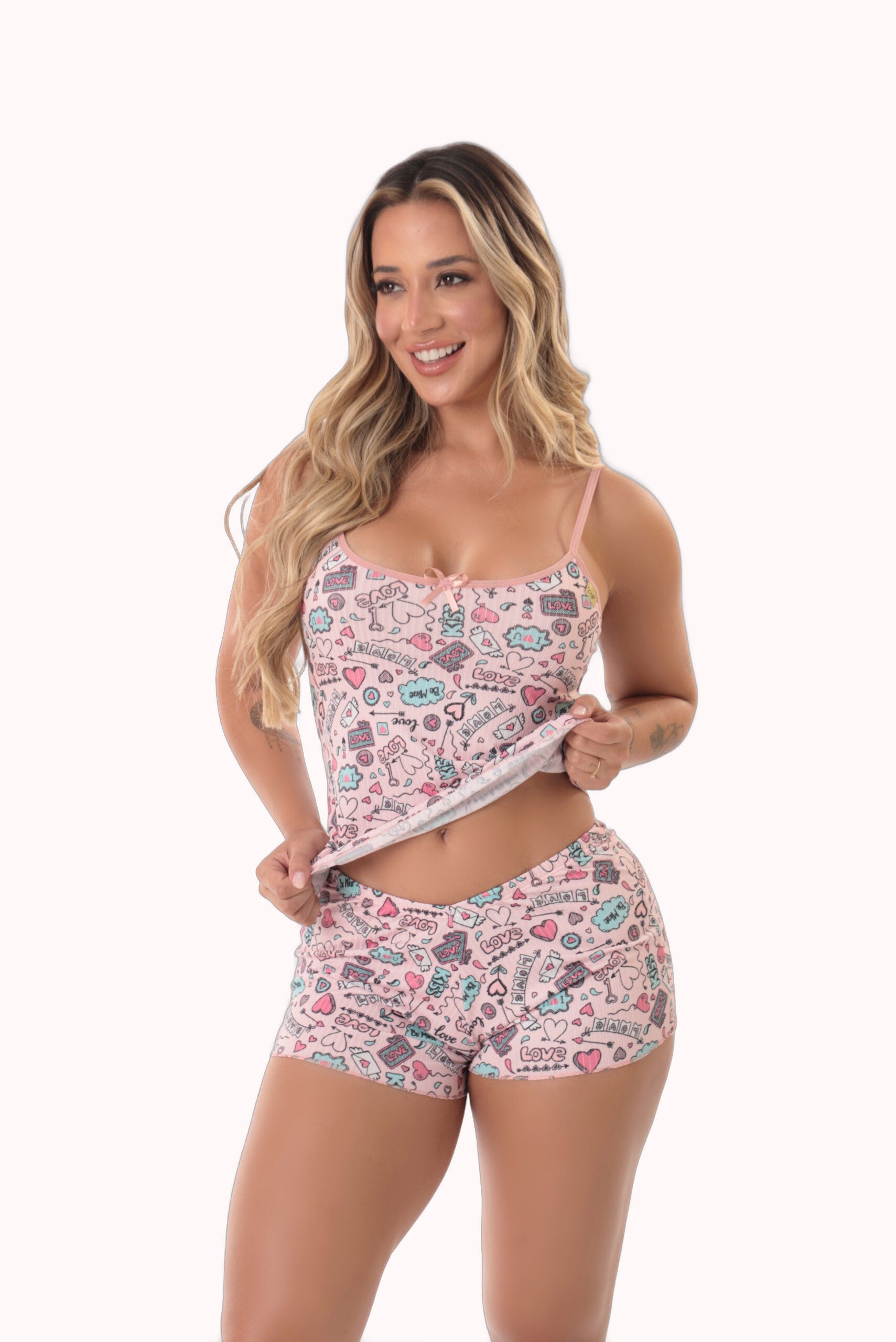 Short Doll Feminino Canelado Estampado – Doce Malícia