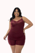 Short Doll em Liganete Estampado com Renda Plus Size – Doce Malícia