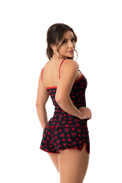 Short Doll em Suede Canelado Estampado em azul-Marinho – Doce Malícia