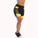 Short Fitness preto com bolso amarelo – Doce Malícia