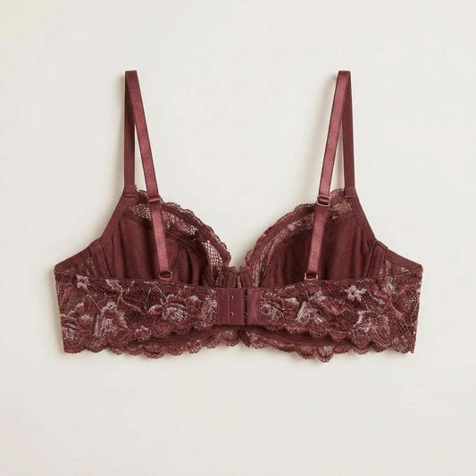 Sutiã com Bojo e Renda Bicolor Feminino Lingerie