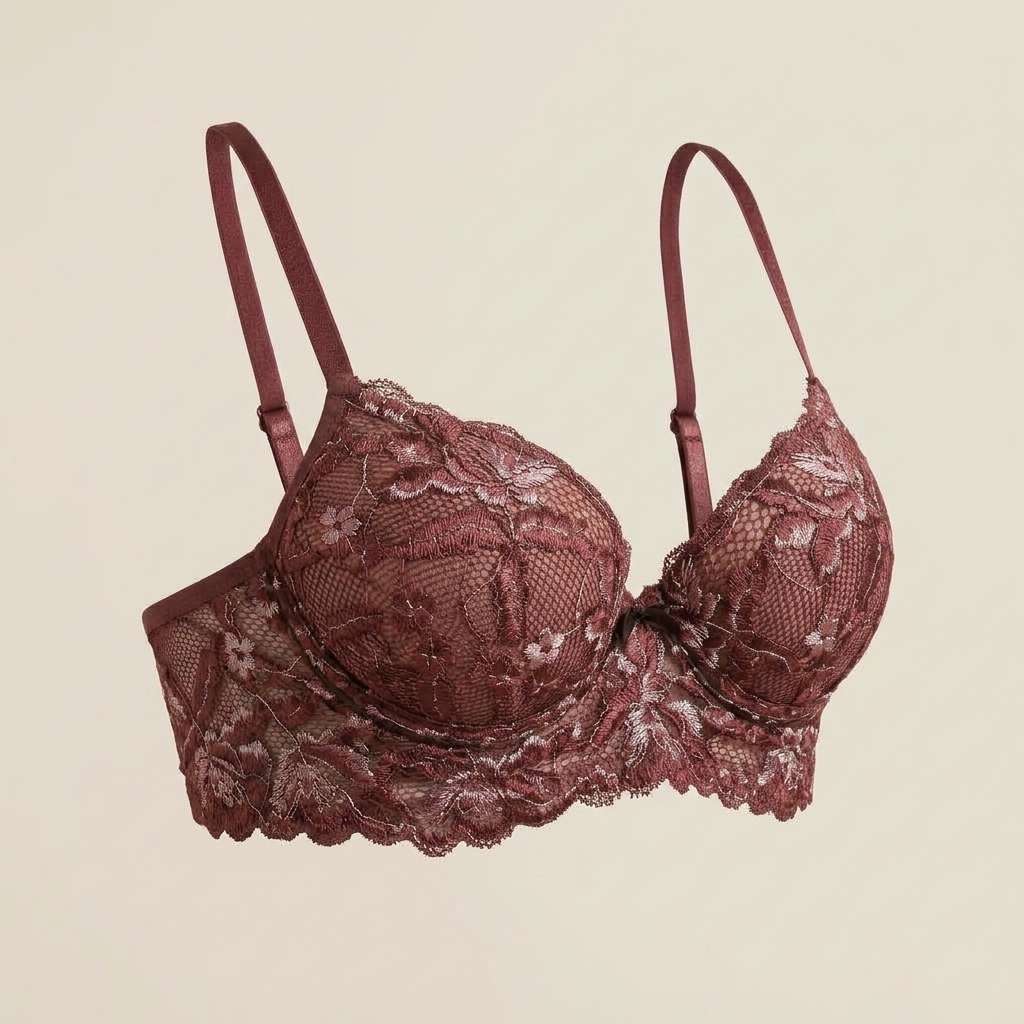 Sutiã com Bojo e Renda Bicolor Feminino Lingerie