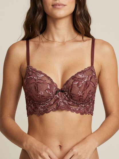 Sutiã com Bojo e Renda Bicolor Feminino Lingerie