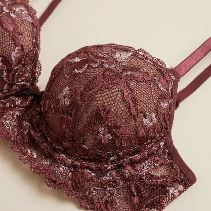 Sutiã com Bojo e Renda Bicolor Feminino Lingerie