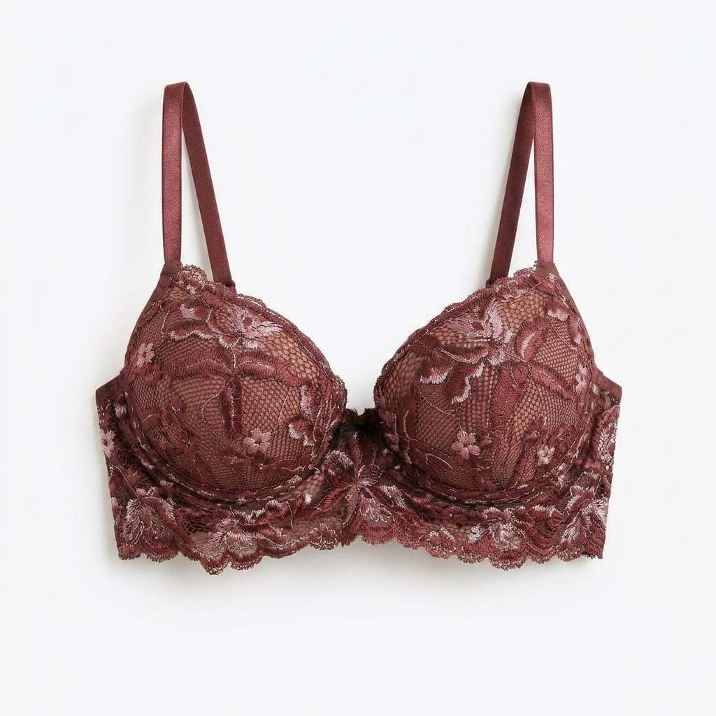 Sutiã com Bojo e Renda Bicolor Feminino Lingerie