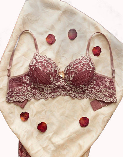 Sutiã com Bojo e Renda Bicolor Feminino Lingerie