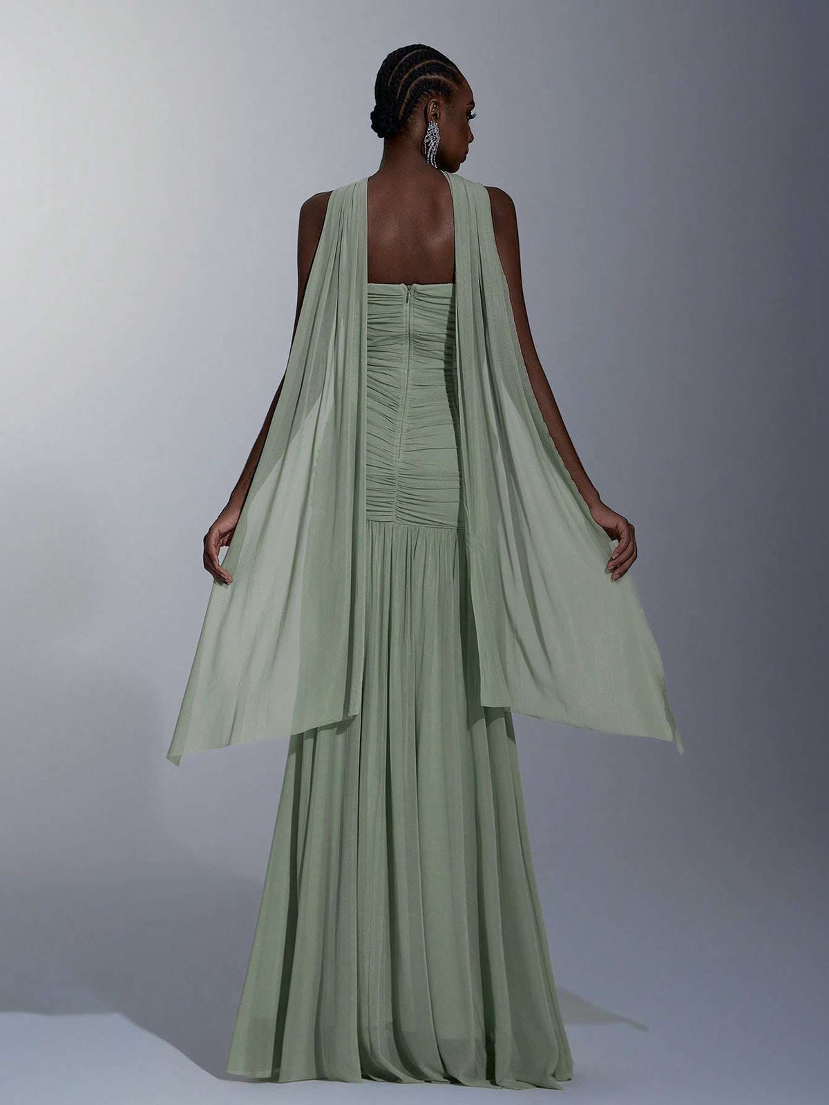 Vestido Longo de Festa Um Ombro Verde Sálvia – Doce Malícia