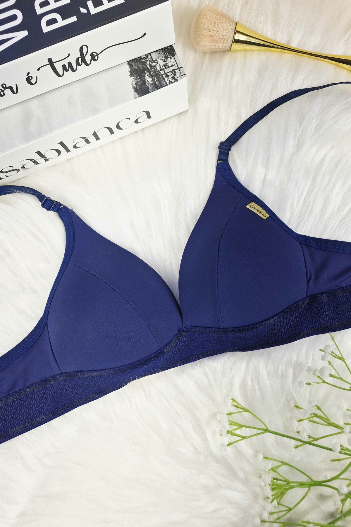 Soutien Push Up com Elástico Reforçado em Azul Royal – Doce Malícia