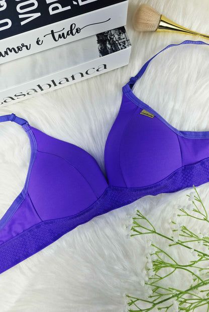 Soutien Push Up com Elástico Reforçado em Azul Royal – Doce Malícia