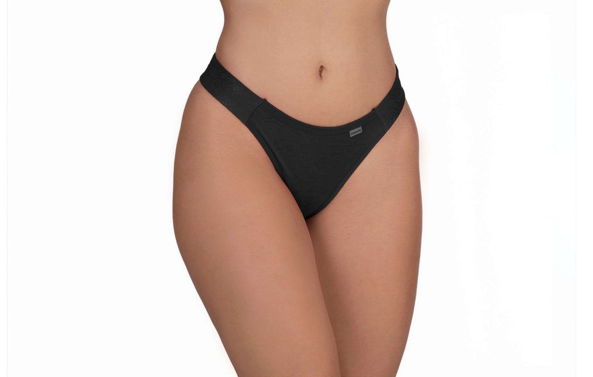 Tanga com tecido brilhoso em azul-Marinho – Doce Malícia
