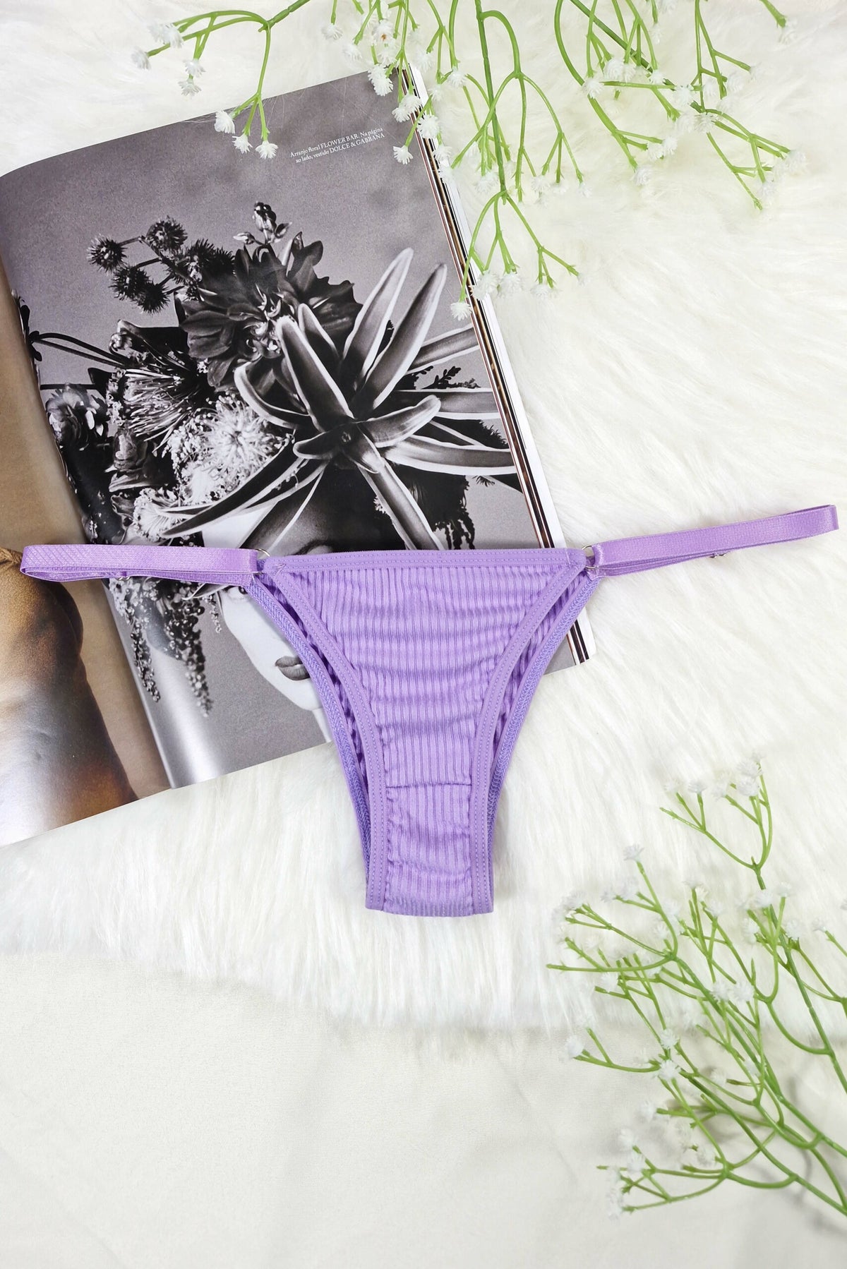 Tanga Canelada Conforto com Regulagem em azul-Marinho – Doce Malícia