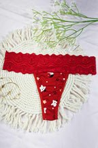 Tanga em Suede Estampado com Renda em Branco – Doce Malícia