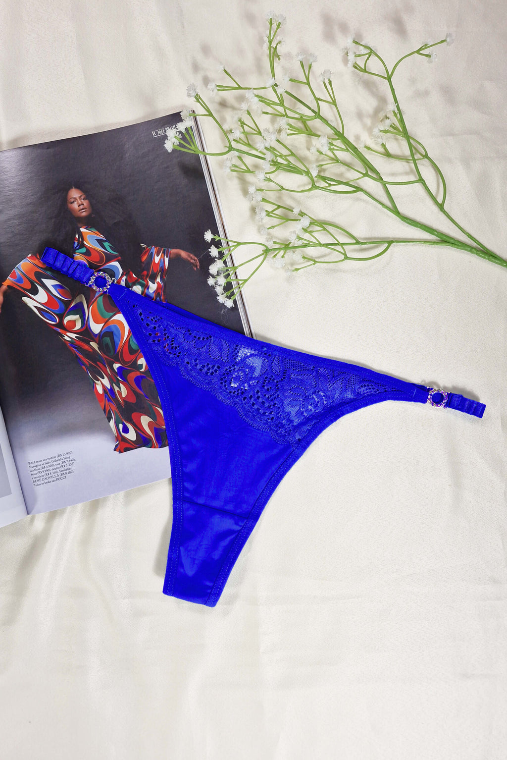Tanga Fio Dental com Biju em azul – Doce Malícia