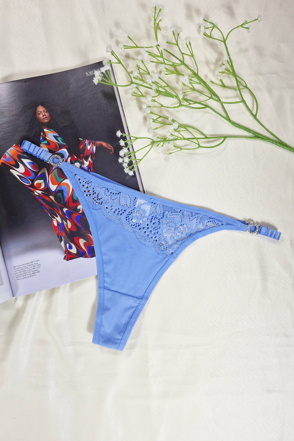 Tanga Fio Dental com Biju em azul – Doce Malícia