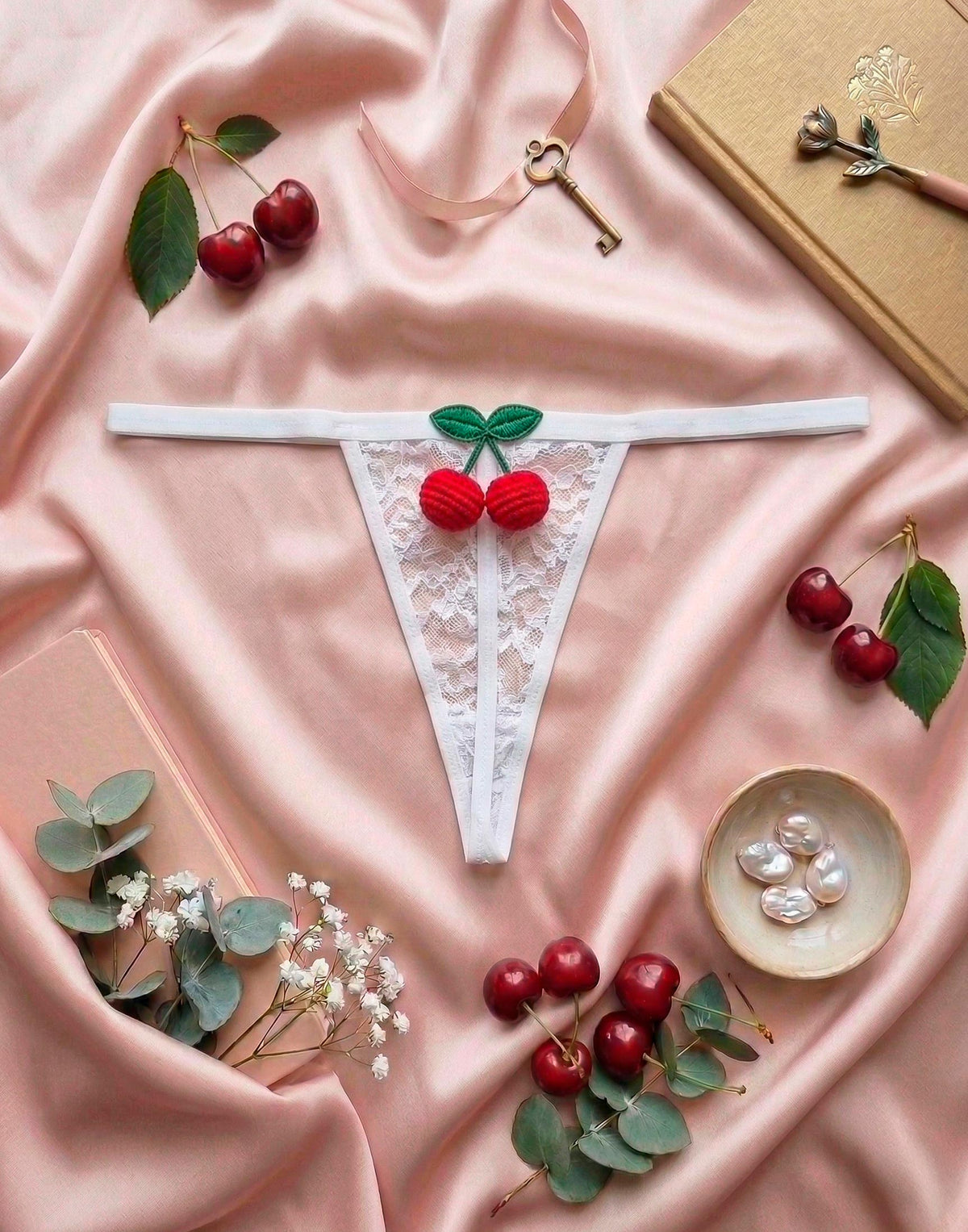 Tanga Fio Sensual de Renda em Branco – Doce Malícia