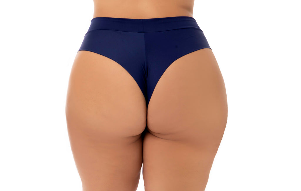 Tanga Plus Size estilo fio duplo em azul-Marinho – Doce Malícia