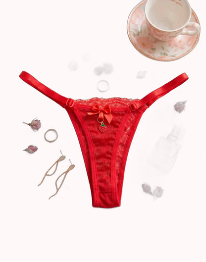 Tanga de Renda Sexy com Detalhe Moranguinho – Doce Malícia