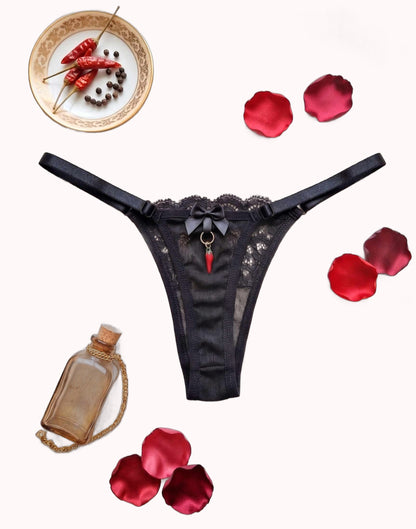 Tanga de Renda Sexy com Detalhe Pimentinha – Doce Malícia