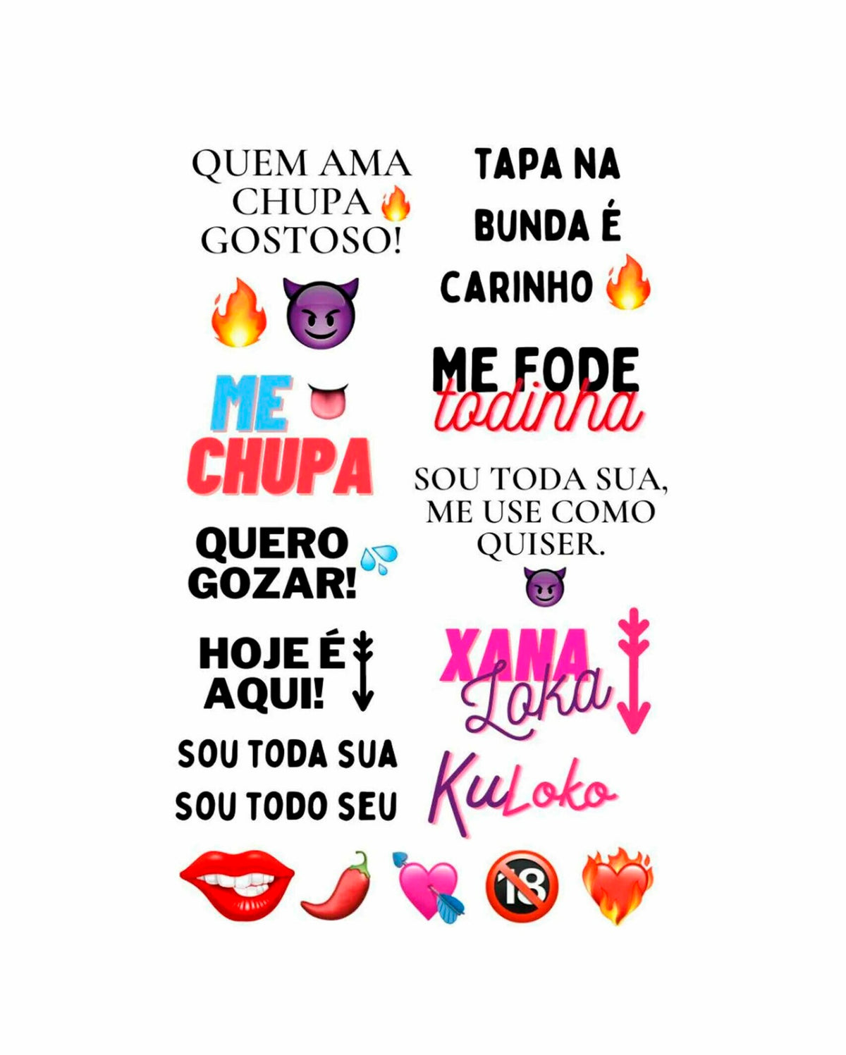 Cartela Tatuagem Temporária Sexy em Quantidade – Doce Malícia