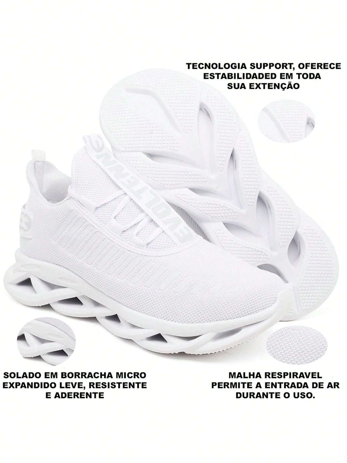 Tênis Feminino Caminhada Treino Leve Branco – Doce Malícia
