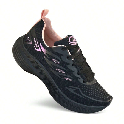 Tênis Feminino Esportivo Corrida Academia Preto e Rosé – Doce Malícia