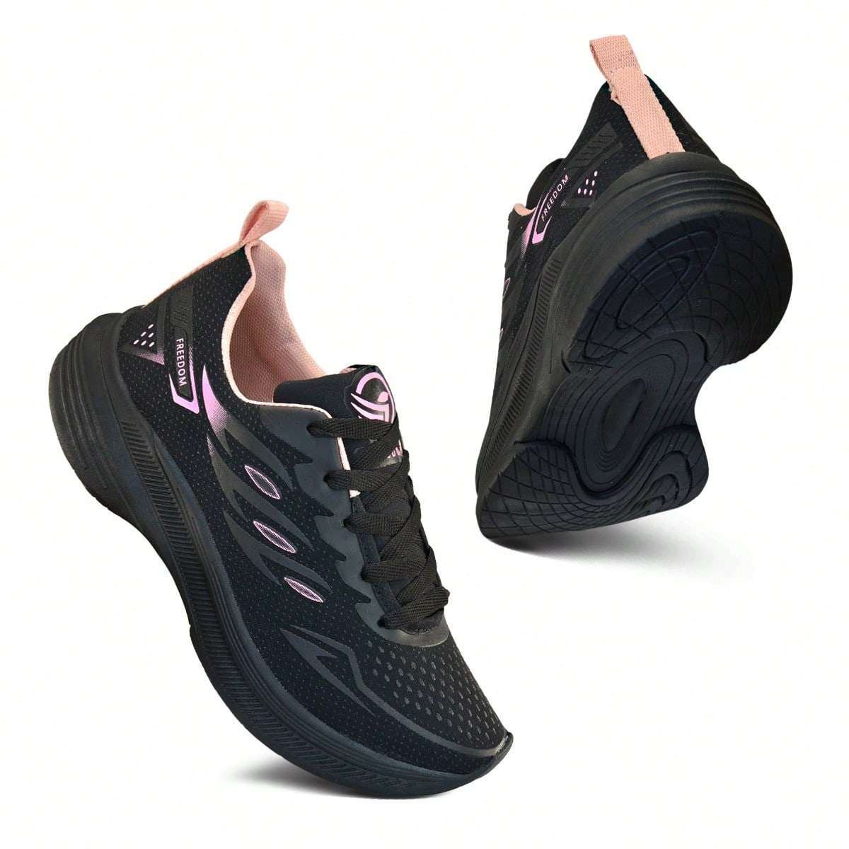 Tênis Feminino Esportivo Corrida Academia Preto e Rosé – Doce Malícia