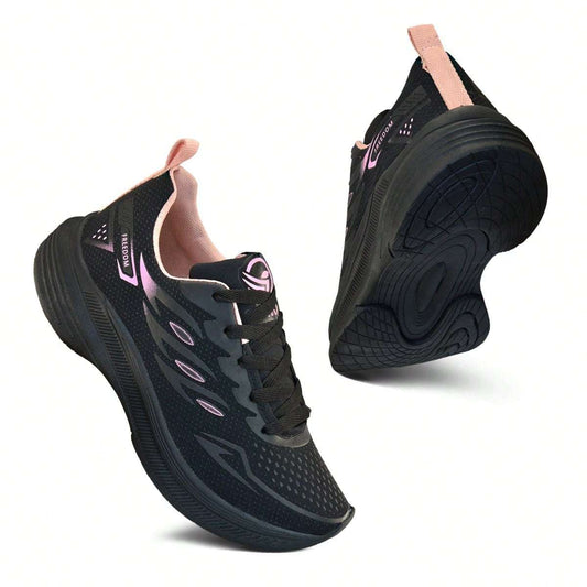 Tênis Feminino Esportivo Corrida Academia Preto e Rosé – Doce Malícia