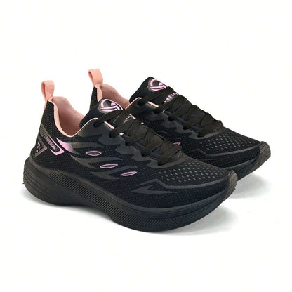 Tênis Feminino Esportivo Corrida Academia Preto e Rosé – Doce Malícia