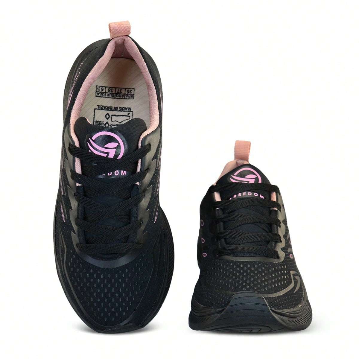 Tênis Feminino Esportivo Corrida Academia Preto e Rosé – Doce Malícia
