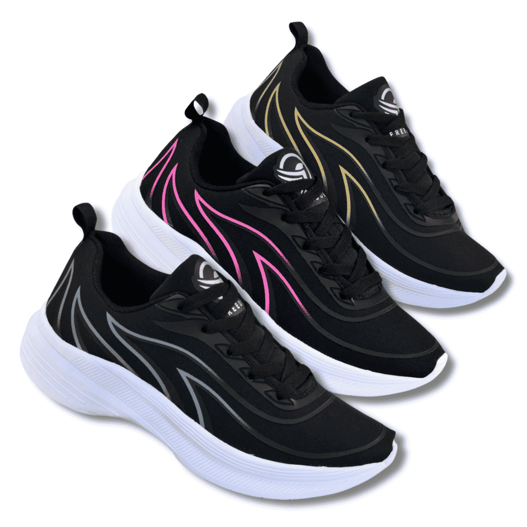 Tênis Feminino Fitness Macio e Leve Preto – Doce Malícia