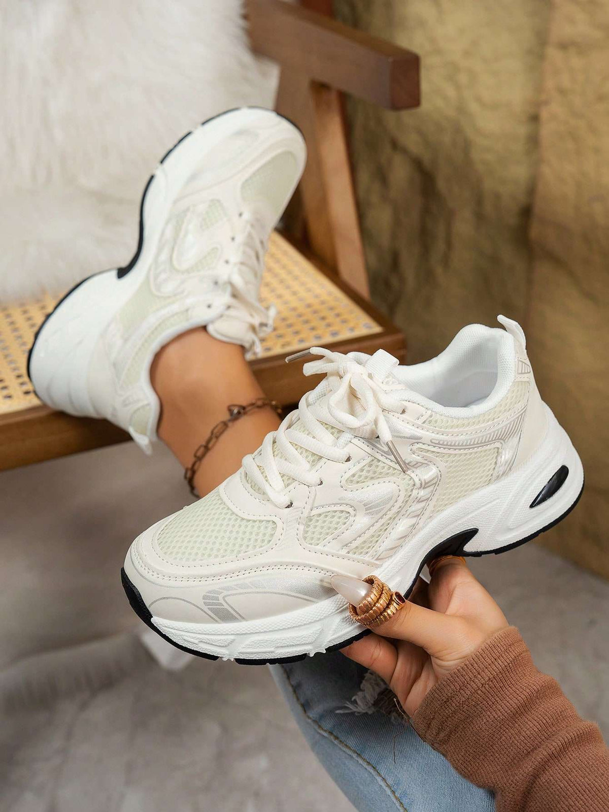 Tênis Feminino Chunky Sola Grossa Branco – Doce Malícia