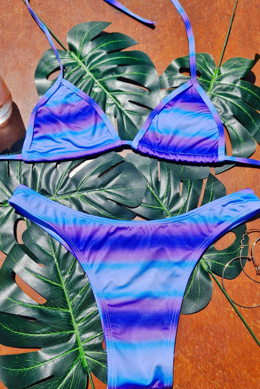 Biquíni Cortininha Estampado – Tie em azul – Doce Malícia