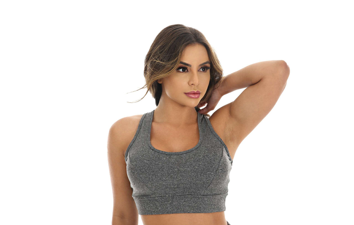 Top Fitness mesclado em cinza – Doce Malícia