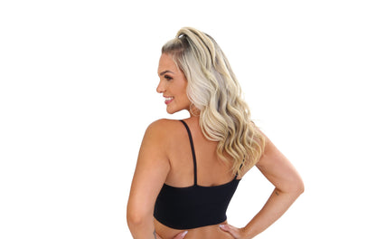 Topper Fitness com estampa de estrelas em Preto – Doce Malícia
