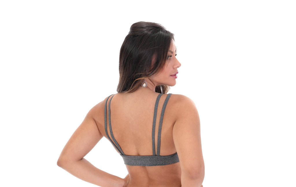 Topper mescla strappy em cinza – Doce Malícia