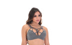 Topper mescla strappy em cinza – Doce Malícia