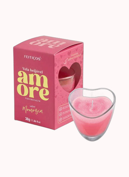Vela Beijável Amore Momozin  Morango Com Chantily 30g – Doce Malícia
